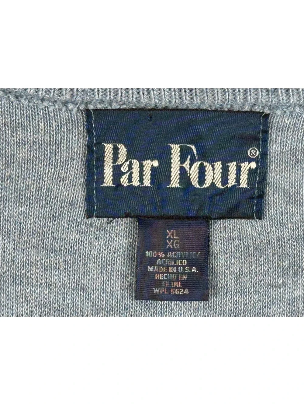 Vintage Par Four Sweater Vest Mens XL Light Blue Knit V-Neck Golf USA Acrylic